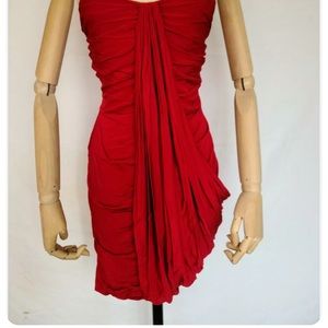 bebe Strapless Ruby Red Dress Size 6